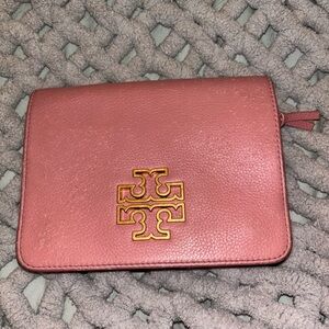 Tory Burch Rose Clutch with Gold Emblem
